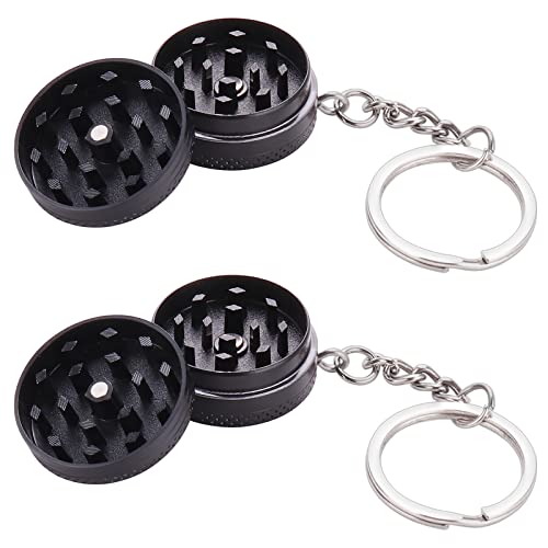 Kinstecks 2 STÜCKE Kräutermühle Mini-Aluminium-Gewürzmühle Gewürzmühle Perfekt für Feinschmecker, die kulinarische Exzellenz wünschen-Schwarz