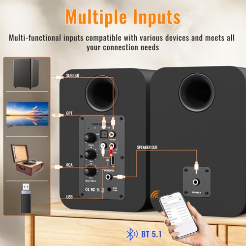 Altavoces de computadora con salida de subwoofer y graves BESTISAN 3