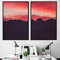 2 Piece Framed Canvas Wall Art Sunset in The Mountains Canvas Prints Home Artwork Decoration for Living Room,Bedroom - 16
