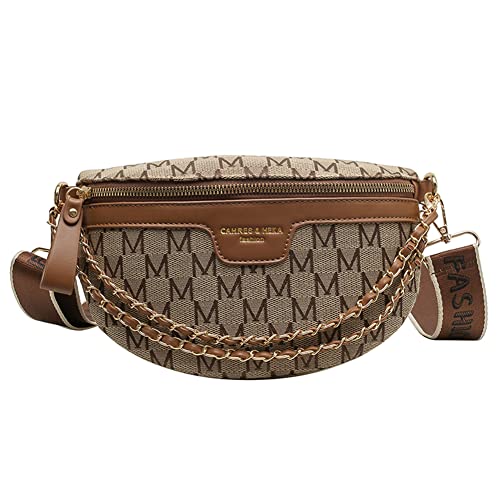 GSenhui Bauchtasche Damen Stylisch, Crossbody Bag Damen Breiter Gurt, Kleine Umhängetasche Damen, Canvas Kettentasche mit Reißverschluss und Abnehmbar Schultergurt, Handytasche Zum Umhängen Frauen Cover