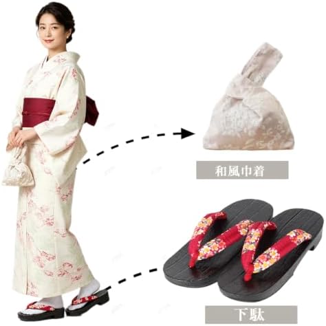 Amazon | [Rosesky] 下駄 巾着バッグ レディース セット 2点セット