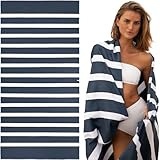 SummerSand Toalla de Playa Grande de Microfibra XL 200x100 cm - De Secado Rápido y Sin Arena - Ideal como Toalla de Piscina, Toalla de Sauna y Toalla de Viaje - Bolsa de Viaje Incluida – Deep Blue