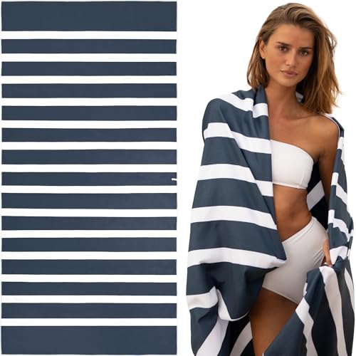 SummerSand Toalla de Playa Grande de Microfibra XL 200x100 cm - De Secado Rápido y Sin Arena - Ideal como Toalla de Piscina, Toalla de Sauna y Toalla de Viaje - Bolsa de Viaje Incluida – Deep Blue