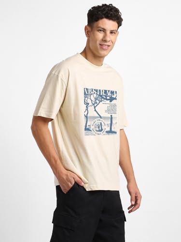 Image of Nobero Men's Oversized Graphic T-Shirt for Men | Soft Cotton | Drop Shoulder Relaxed Fit | Printed Casual Tshirt for Men