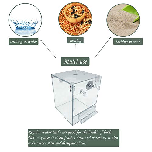Image of PINVNBY Bird Bath Box,Parrot No-Leakage Bathtub for Cage Hanging Tube Shower Box Cage Accessory with Water Injector and Balls Toys for Small Pet Birds Canary Lovebirds Budgies(6 Pcs)