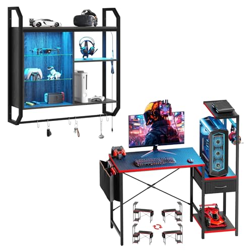 Bestier 34" Gaming Floating Shelves & 44'' Gaming Desk Bundle