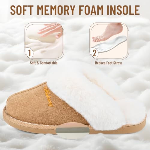 Plush House Slippers for Women, Fuzzy Warm Soft Home Slipper, Fluffy Winter Non-Slip Slippers for Bedroom Indoor.3