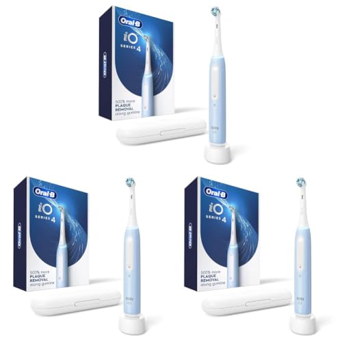 Image of Oral-B iO Series 4 Electric Toothbrush with (1) Brush Head, Rechargeable, ICY Blue, 1 Count (Pack of 3)