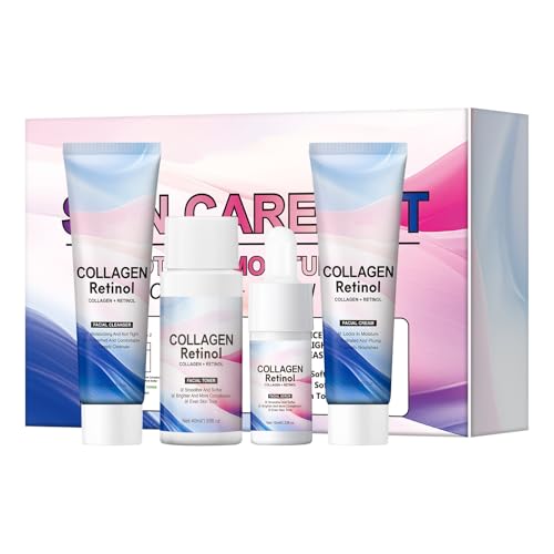 Travel Skincare Set, Collagen Retinol Face Wash, Toner, Anti-Aging Serum