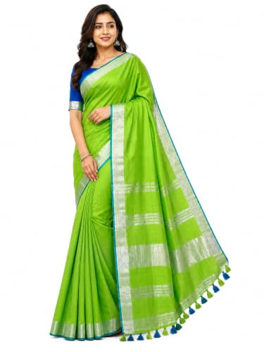 Image of HAIDER ALI AND SONS Grey Cotton Linen Saree for Women | Soft Linen Slub Blend Saree with Running Blouse Piece | Lightweight Handloom Style Saree | Office, Casual, Party & Festival Wear 