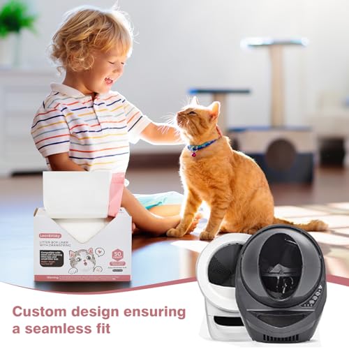 Leon&Visky Forro de caixa de areia com cordão, 50 unidades, compatível com Litter-Robot 4 e Litter-R