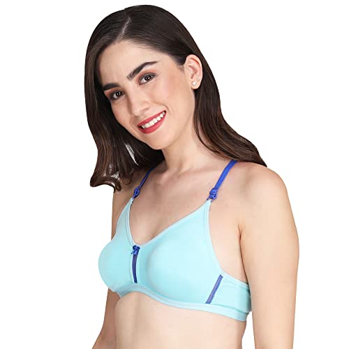 Image of Women Non Padded Bra - Made of Pure Cotton Full Coverage Non Wired Seamless Pushup Soft Cup for T-Shirt Saree Dress Sports Garment for Daily Use Everyday