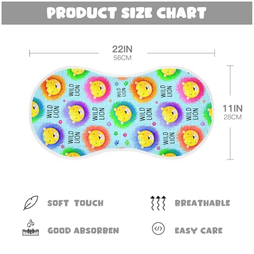 Colorful Lions Pattern Muslin Baby Burp Cloths - Super Absorbent and Soft Burping Rags - Cotton Burp Clothes Set for Boys and Girls, 2 Pack2