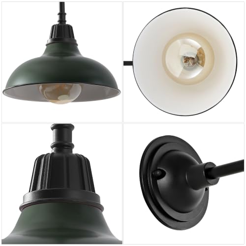 Image of JONATHAN Y Aurora 12.25 inch Matte Green and Black Metal Gooseneck Barn Sconce