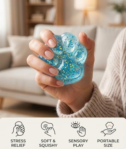 Image of 3PCS Taba Squishy Cat Paw, Taba Squishy for Relaxing Sensory Fidget Pinch Family for Kids Cat Paw Squeeze Cute Beautiful Cat Paw (blue2)