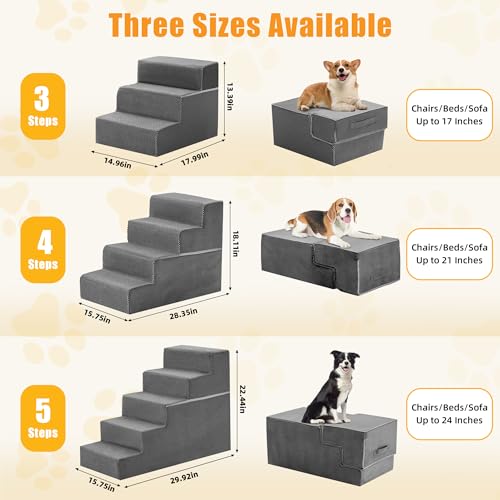 Image of NEWBULIG 4-Step Dog Stairs, 18 inch H Dog Steps for Sofa and Chair, Durable Non-Slip Sturdy Pet Steps for Small Dogs and Cats, Pet Ramp for High Bed Indoor