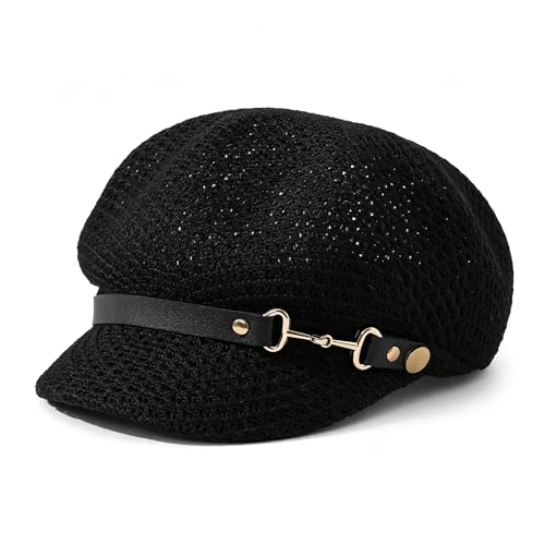 Gorro estilo Newsboy para mujer, tejido, transpirable, visera corta miniatura 1