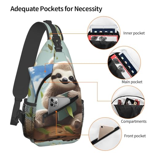 Mochila cruzada tipo sling para senderismo negra miniatura 4