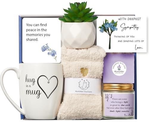 Mystgifder Forget Me Nots Sympathy Gift Baskets Bereavement Gifts For Loss Of Loved One Mother Father Condolences Rememberance Grief Gifts Funeral Sorry For Your Loss Hug Gift Ideas For Women cover