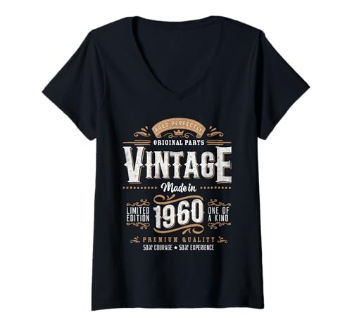 Mujer Vintage 1960 65 regalos de cumpleaños mujeres hombres 65 años Camiseta Cuello V