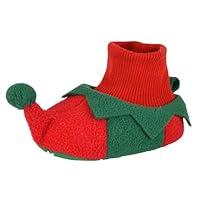 Thingimijigs Baby Elf Red and Green Fleece Christmas Bootie Slippers