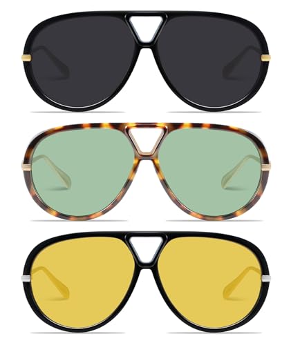 GRFISIA Retro Aviator Sunglasses for Women Men Trendy Oversized