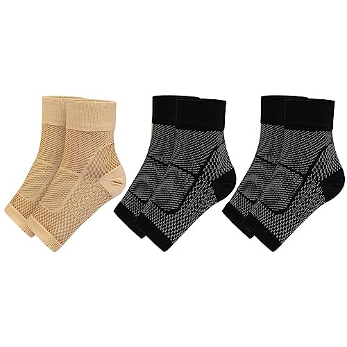 Valcatch 3 Pairs Ankle Compression Sleeve for Men Women Plantar Fasciitis Socks with Arch Support Open Toe ?ompression Socks for Swelling Plantar Fasciitis Sprain Neuropathy