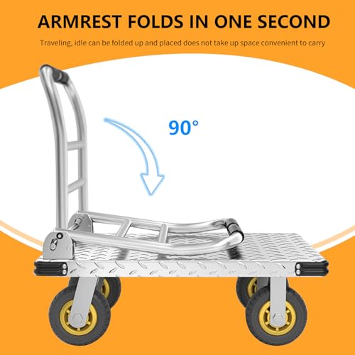 YAOYAO LAND Foldable Platform Truck Push Dolly Heavy Duty 2000 lb. Weight Capacity with Brake and 6\" 360 Degree Swivel Wheels - Thumbnail 3