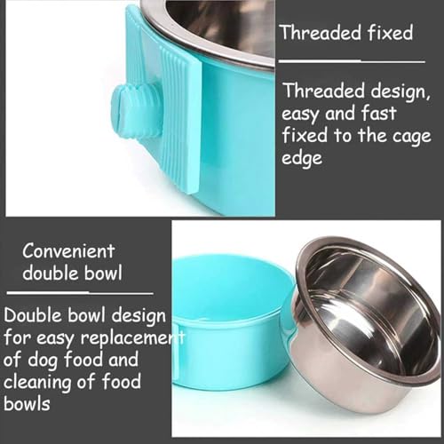 Double gamelle pour chien et chat suspendue cage inox jaune S