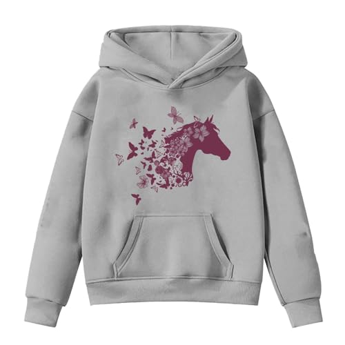 Sweat à capuche motif équestre fille avec manches longues confortables en maille respirante