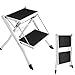 Escabeau Pliant Portatif de Tabouret Robuste à 2 Marches avec Pédales Antidérapantes en Caoutchouc Capacité de Charge Maximale 150kg