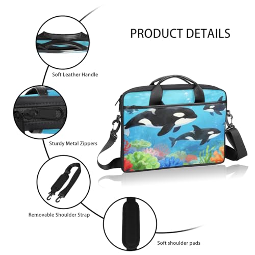 Bolso para laptop con diseño de ballena, 14-15 pulgadas miniatura 4