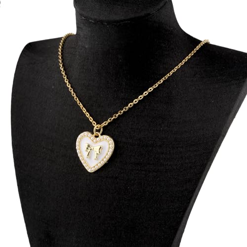 ENSIANTH Coquette Bow Earrings - Girly Jewelry Gift for Girls Social Club - Pearl Heart Design2