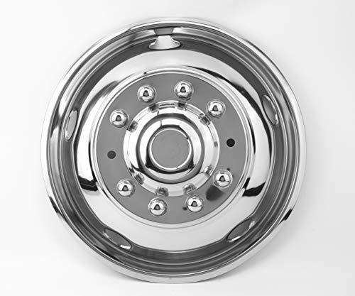 Image of 4pcs 19.5 inch Stainless Steel Polished Dually Wheel Simulators | for 2012-2025 Dodge Ram 4500 /5500,10 Lug 5 Hand Bolt On, Hub Caps with Bolt Kit, Front Rear