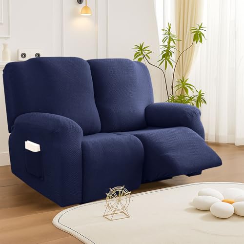 BOUFEIDA Funda para sillón de 6 Piezas, Funda elástica con Bolsillos para sillón Relax de 2 Plaza, Funda Protectora para sillones de televisión y sillones Relax, Antideslizante
