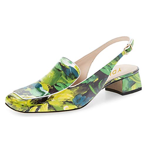 Image of YDN Women Closed Square Toe Block Low Heels Slingback Formal Loafer Dressy Shoes Office Lady Pump Size 4-15 US
