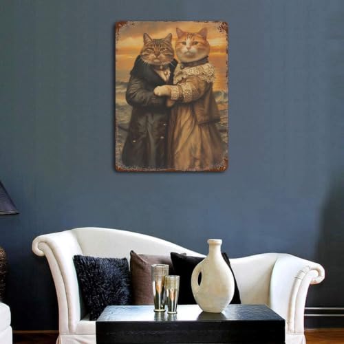 Cartel de metal de gatos de 40x30 cm decorativo retro vintage para pared de hogar 3