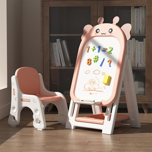 Conutoo 折りたたみ お絵描きボード ホワイトボード 子供 おえかきボード 大きい 知育玩具 高さ調整可能 お絵かきボード マグネット スイスイおえかき 磁気筆書板描画と消去が簡単 おもちゃ (お絵かきボード+椅子+エプロン+ブラシ* 8 +ボード消