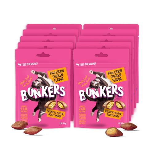 Bonkers Cat Treats Paw Lickin' Chicken Flavor 3 OZ, Cat Treats, Treats for Training, for All Breeds and Ages, Food Topper, Resealable Pouch (10 Pack)