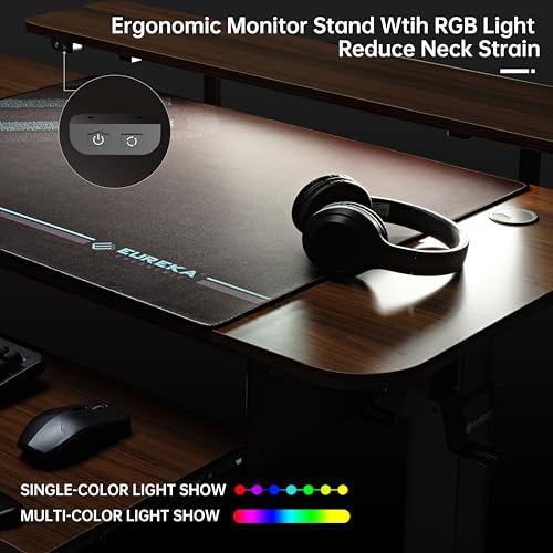 EUREKA ERGONOMIC Standing Desk Electric Adjustable Height (61"x43") Computer Desk with Keyboard Tray, Sit Stand Desk L Shaped Desk for Work/Home Office,Dual Motor,Memory Presets,2 USB/RGB,Walnut/Left - Image 6