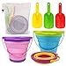 POUYRBA Collapsible Beach Pail Bucket, 3pcs Fordable Sand Buckets and Shovels with Mesh Bag Collapsible Sand Toys for Beach Party Favors for Kids for Beach Camping Travelling