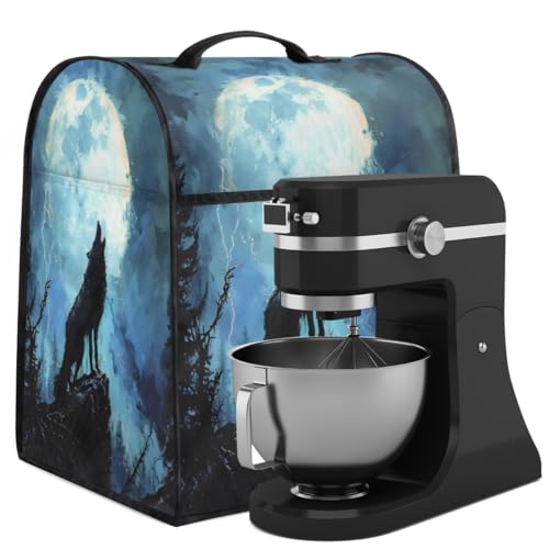 Coffee Maker Cover Retro Moon Wolf Kitchen Appliance Covers Small Appliance Covers Blender Cover Juicer Cover Dust Covers for Kitchen Appliances with Top Handle and Pockets,Washable,C424