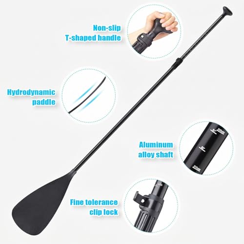 Image of Hollowfly 4 Set of 3 Pieces SUP Paddle Board Paddle Adjustable Paddleboard Lightweight Stand up Oar Aluminum Alloy Floating Replacement Oar Adjustable Aluminum Alloy Shaft for Surfing