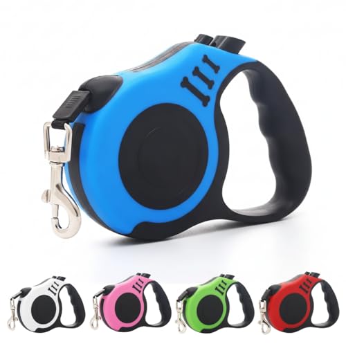 Guia Retrátil para Cachorro 5 Metros Resistente com Trava de Segurança – Suporta até 30kg – Passeio Confortável para Cães de Pequeno e Médio Porte – Design Leve e Ergonômico (Azul)
