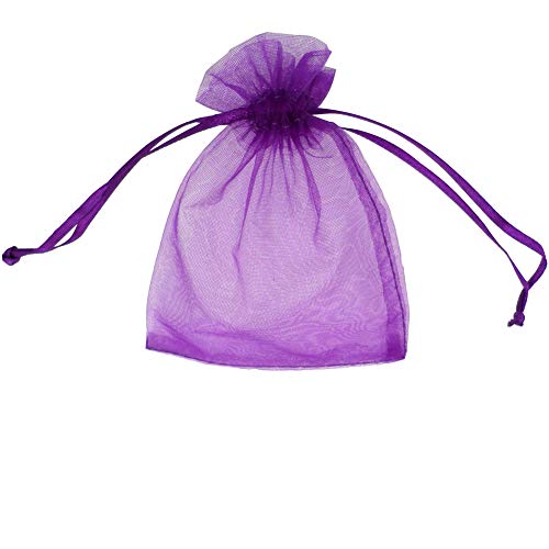 Image of ATCG 50pcs 8x12 Inches Large Drawstring Organza Bags Decoration Festival Wedding Party Favor Gift Candy Toys Makeup Pouches (Purple)