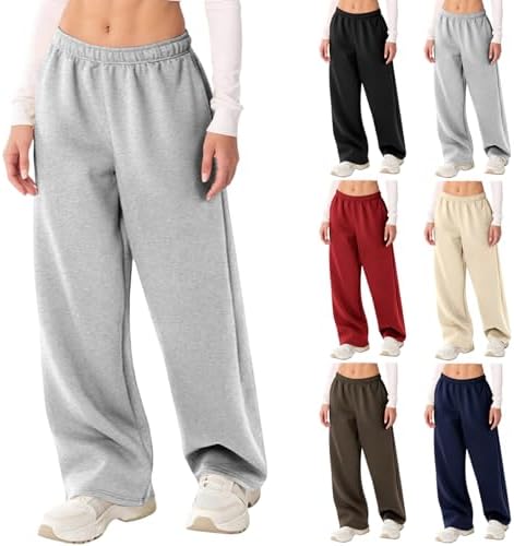Low Rise Sweatpants Women Baggy Wide Leg Sweatpants Lounge Comfy Fit Straight Leg Pants Womens Joggers with Pockets