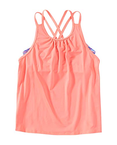 TYR SPORT Girls' Standard Tankini, Royal/Coral, Large