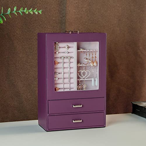 Kendal Jewelry Boxes For Girls Women, Stand Layer Display Jewelry Organizer Box, Jewelry Storage Case For Necklace, Earring, Ring, Ideal Jewelry Box As Gift For Women's Day(Purple) #TOP7