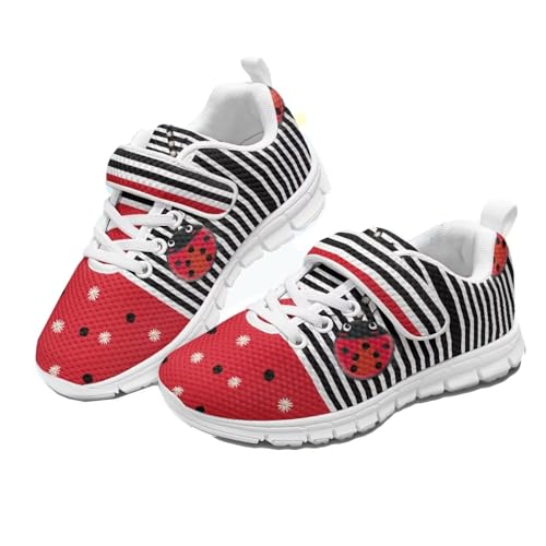 Forchrinse Ladybug Print Toddler Shoes Girls Boys Ladybug Tennis Shoes Comfort Running Athletic for Little/Big Kids Lightweight