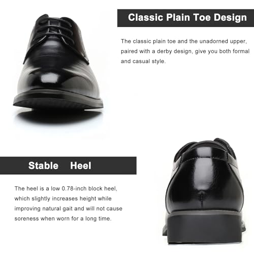 Men's Leather Oxford Dress Shoes Comfortable Non Slip Classic Lace Up Plain Toe Derby Shoes Modern Business Casual Formal Work Shoe3